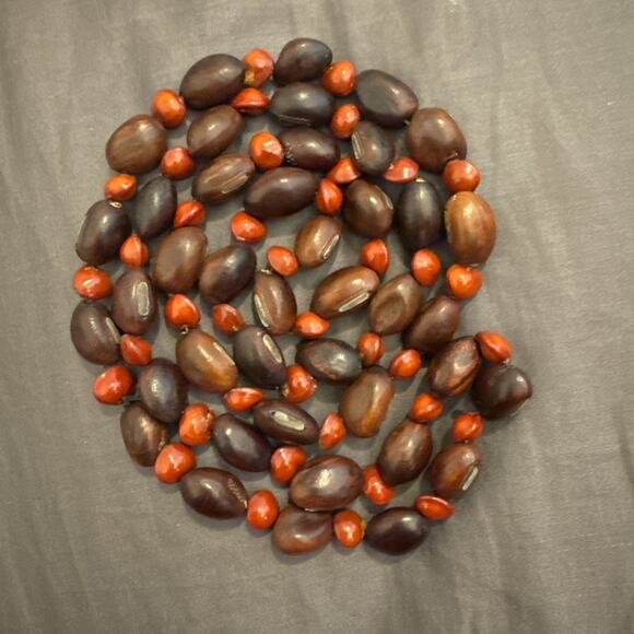 36" NECKLACE VTG Wood Beads, Orange/Red and brown - Picture 4 of 4